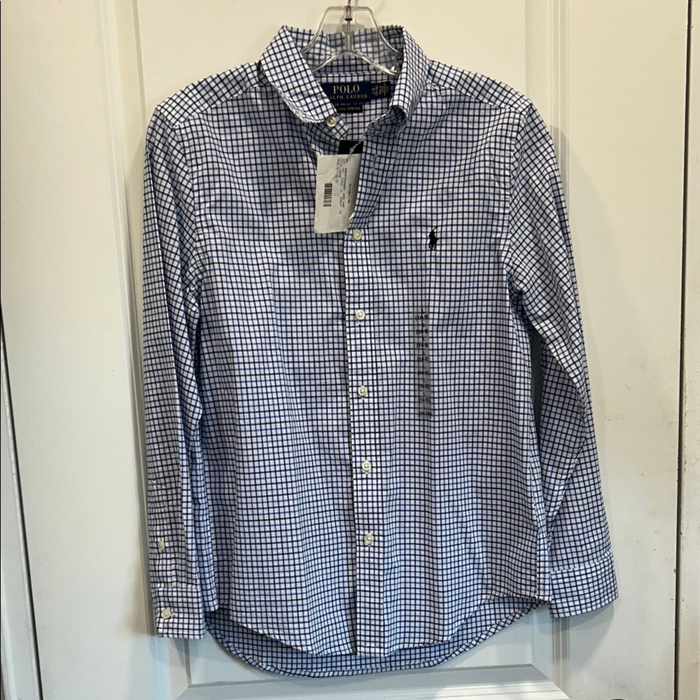 Polo Ralph Lauren boy windowpain check button down shirt.